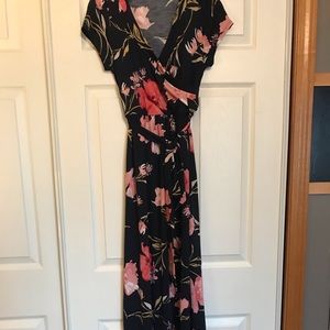 Pinkblush maternity wrap front maxi dress.